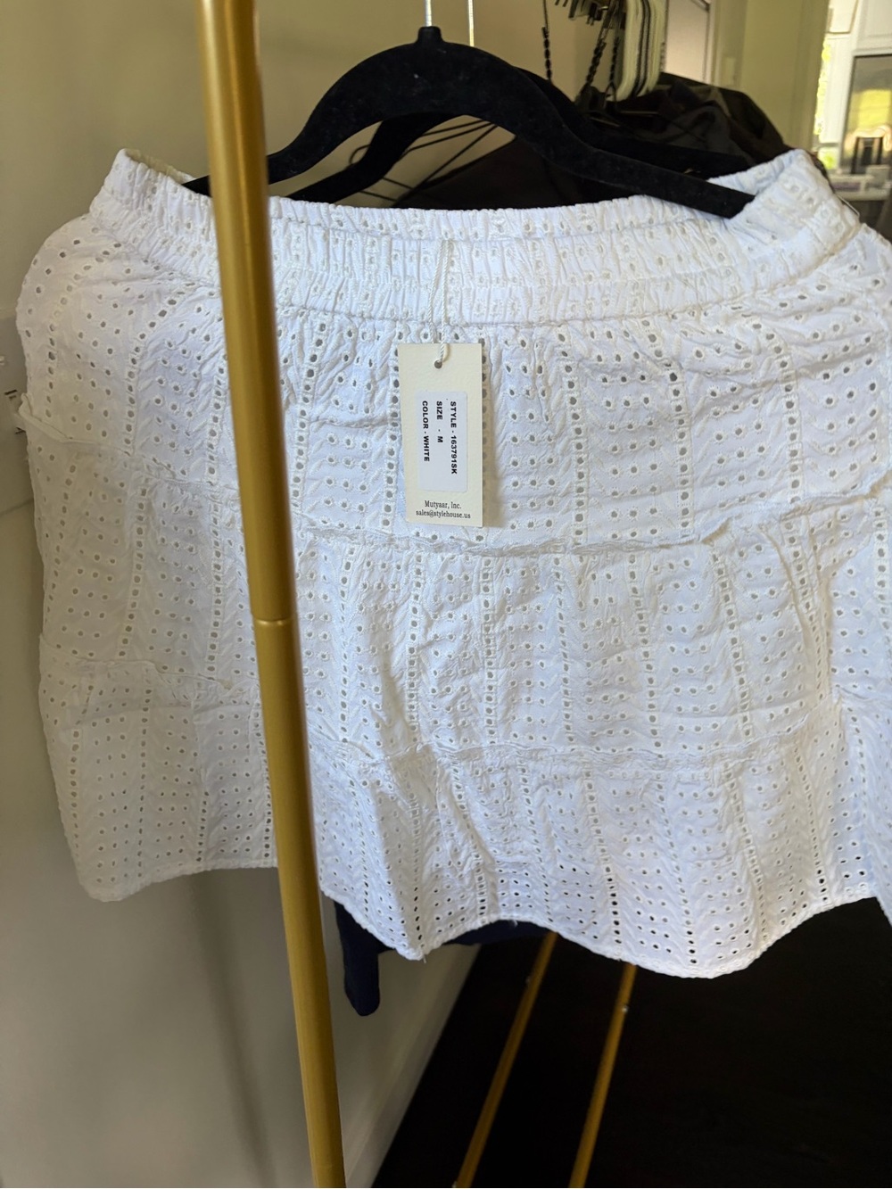 White Eyelet Tiered Skirt - Women Medium
